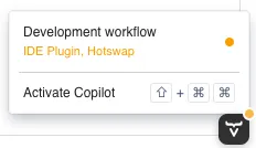Vaadin Copilot menu visible in a browser
